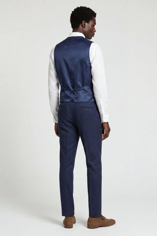 Eton Wool Tweed Suit Waistcoat in Navy