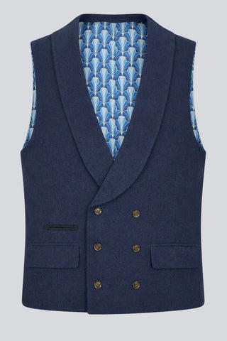 Eton Wool Tweed Suit Waistcoat in Navy