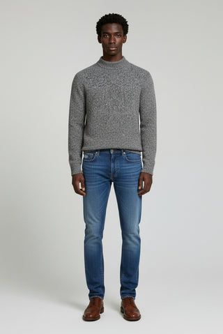 Evan Knitted Mock Neck Black / White Jumper