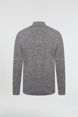 Evan Knitted Mock Neck Black / White Jumper