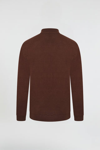 Evan Knitted Mock Neck Chocolate Jumper