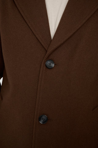 Josh Wool Melton Overcoat in Brown