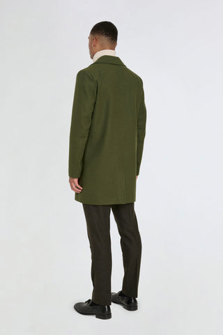 Josh Wool Melton Overcoat in Khaki