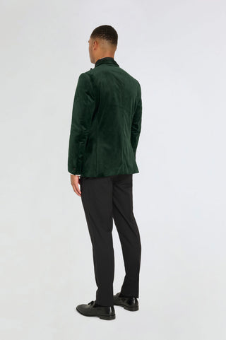 Leo Velvet Tuxedo Dinner Jacket with Shawl Lapel Detail in Emerald Green