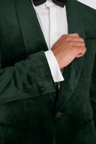 Leo Velvet Tuxedo Dinner Jacket with Shawl Lapel Detail in Emerald Green