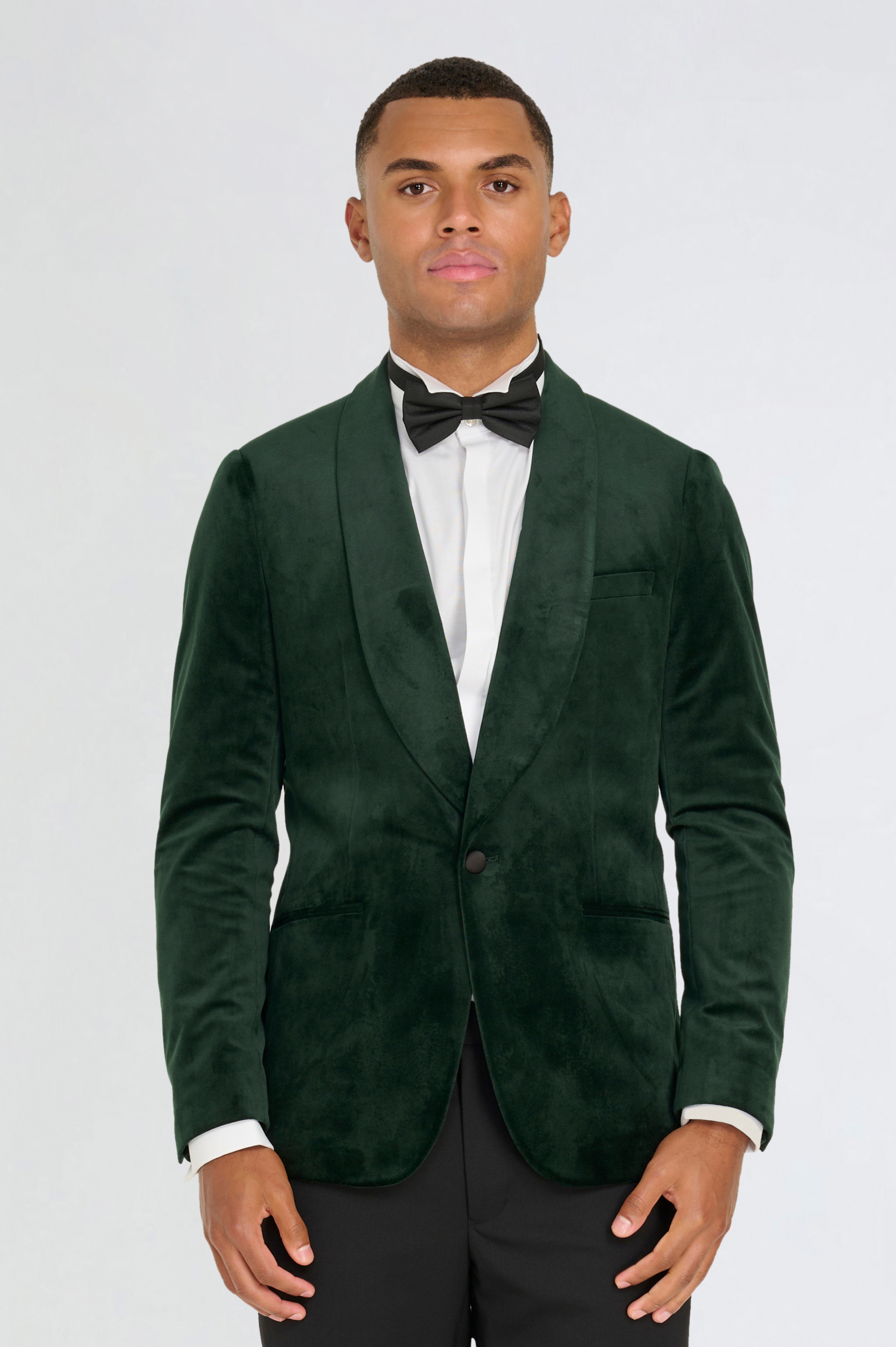 Velvet Tuxedo Jacket Blazer in Green Affordable Suit Harry