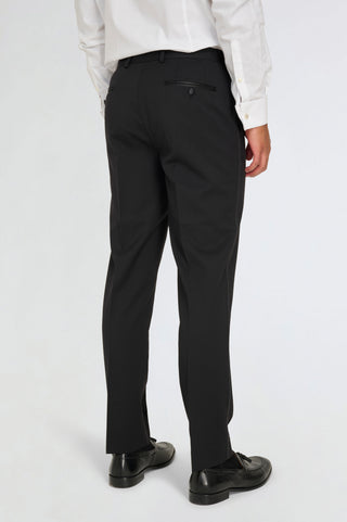 Leo Tuxedo Dinner Trousers with Satin Stripe Detail in Black