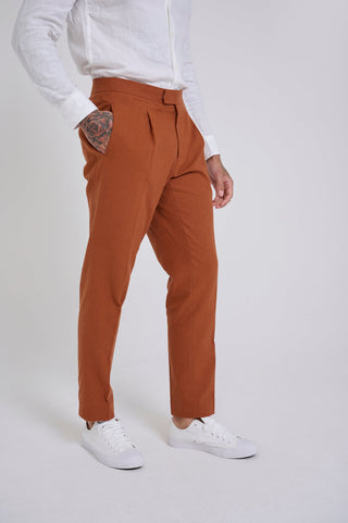 DECORATE Cotton Linen Blend Trouser in Clay