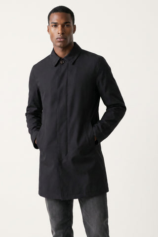 HARRISON Black Single Breasted Trench Coat