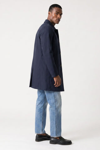HARRISON Navy Single Breasted Trench Coat