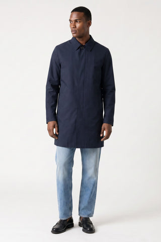 HARRISON Navy Single Breasted Trench Coat