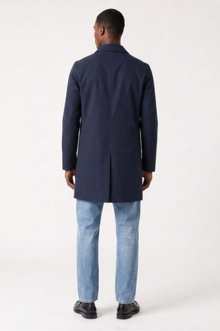 HARRISON Navy Single Breasted Trench Coat