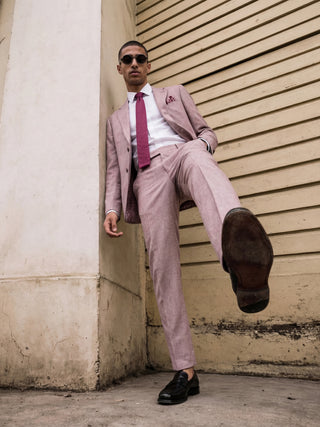 Giacomo Slim Fit Suit Trousers in Berry