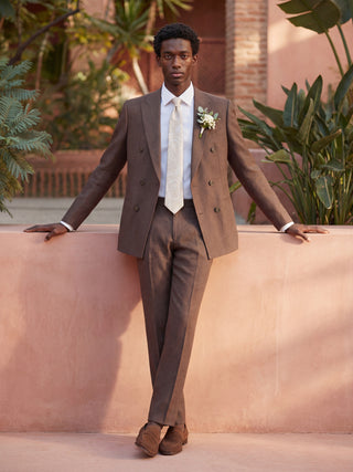 Giacomo Slim Fit Double Breasted Suit Jacket in Brown