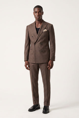 Giacomo Slim Fit Double Breasted Suit Jacket in Brown