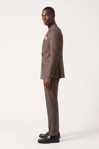 Giacomo Slim Fit Double Breasted Suit Jacket in Brown