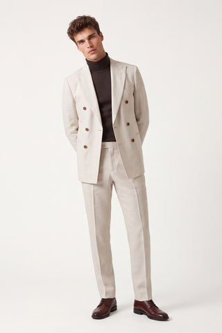Giacomo Slim Fit Double Breasted Suit Jacket in Stone