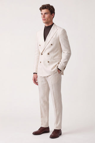 Giacomo Slim Fit Double Breasted Suit Jacket in Stone