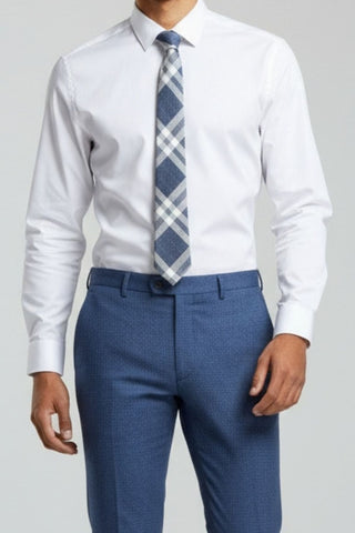 Blue & White Check Tie