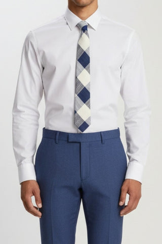 Blue & White Check Tie