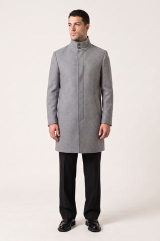 Harry Funnel Neck Coat in Silver Grey
