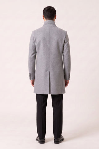 Harry Funnel Neck Coat in Silver Grey