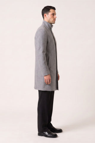 Harry Funnel Neck Coat in Silver Grey