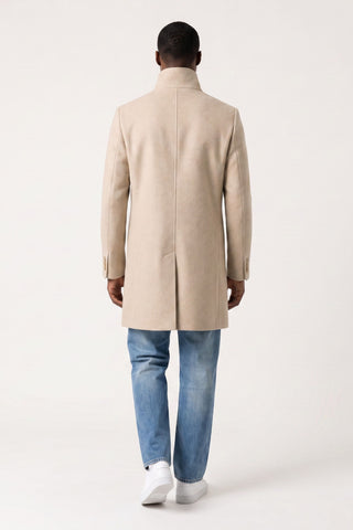 Harry Funnel Neck Coat in Oatmeal