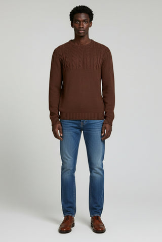 Haydn Knitted Crew Neck Chocolate Jumper