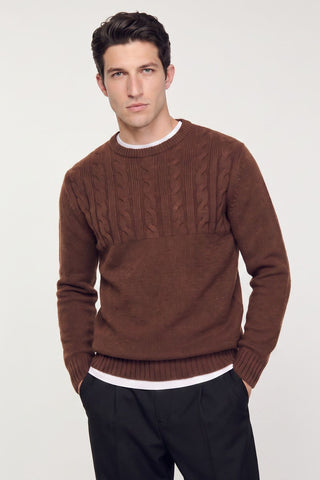 Haydn Knitted Crew Neck Chocolate Jumper