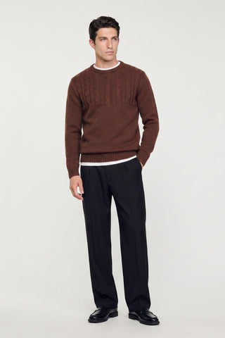 Haydn Knitted Crew Neck Chocolate Jumper