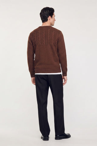 Haydn Knitted Crew Neck Chocolate Jumper