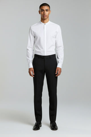 JOSHUA White Grandad Cotton Shirt