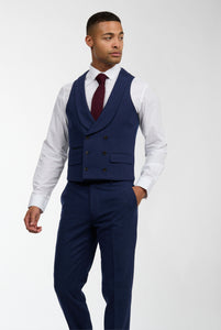 Eton Wool Tweed Three Piece Slim Fit Suit in Navy