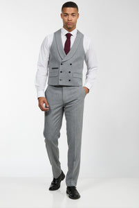 Eton Wool Tweed Three Piece Slim Fit Suit in Grey