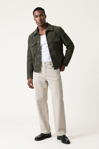 Leon Real Suede Shacket in Dark Olive