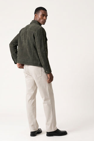 Leon Real Suede Shacket in Dark Olive