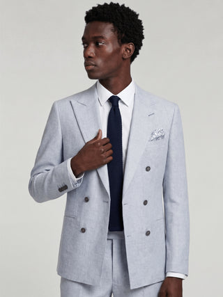 'PRE-ORDER ONLY' Giacomo Slim Fit Double Breasted Suit Jacket in Light Blue