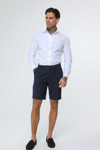 DECORATE Cotton Linen Blend Shorts in Navy
