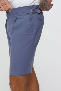 DECORATE Cotton Linen Blend Shorts in Blue