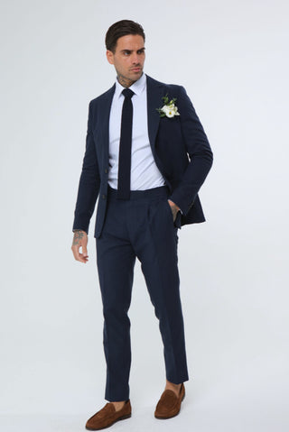 DECORATE Cotton Linen Blend Blazer in Navy