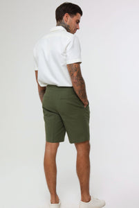 DECORATE Cotton Linen Blend Shorts in Green