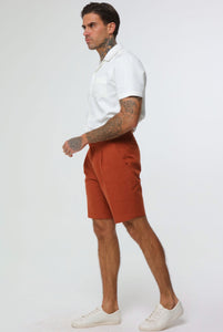 DECORATE Cotton Linen Blend Shorts in Clay