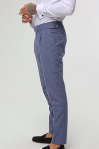 DECORATE Cotton Linen Blend Trouser in Blue