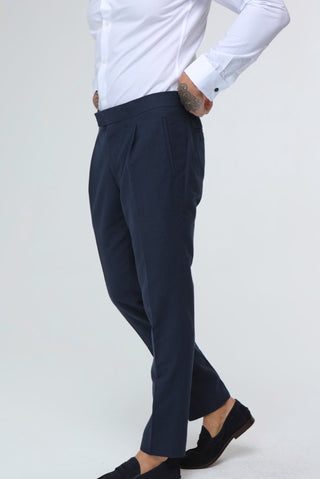 DECORATE Cotton Linen Blend Trouser in Navy