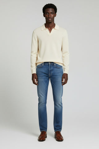 Rohan Open Collar Ecru Long Sleeve Polo Shirt