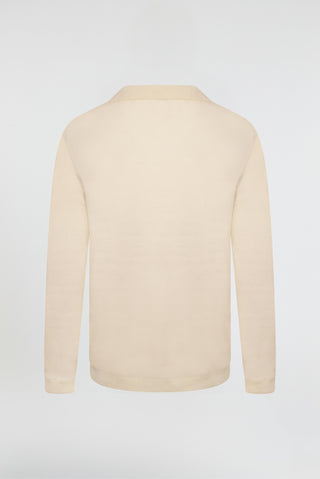 Rohan Open Collar Ecru Long Sleeve Polo Shirt