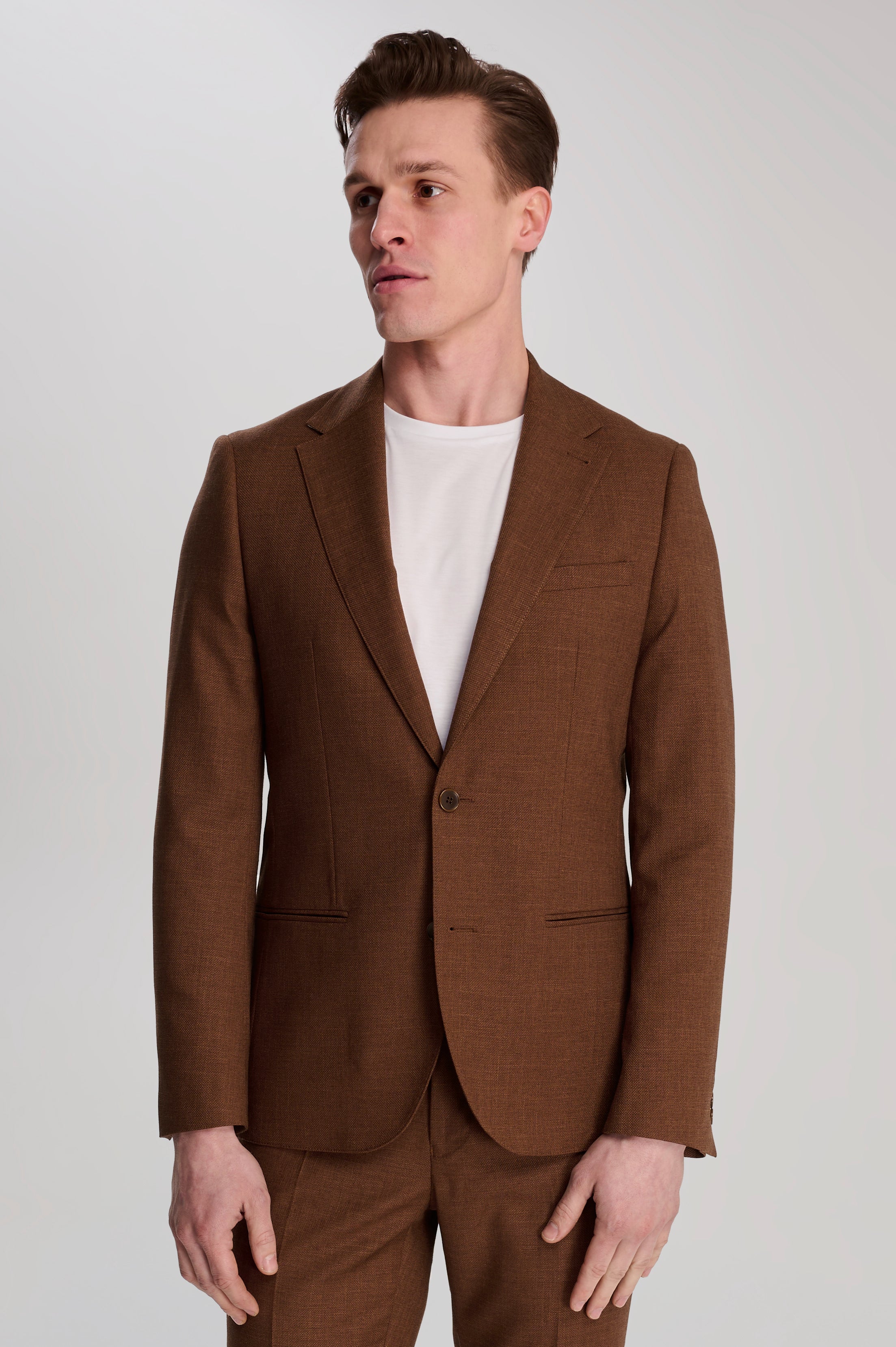 Sandro Slim Fit Linen Look Suit Jacket in Rust