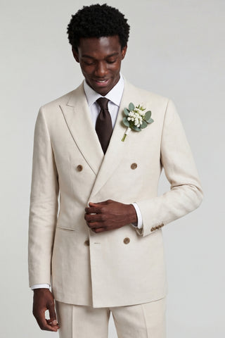 'PRE-ORDER ONLY' Giacomo Slim Fit Double Breasted Suit Jacket in Stone