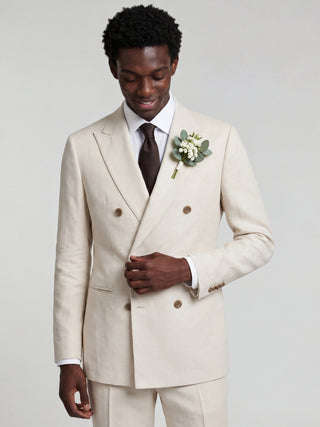 'PRE-ORDER' Giacomo Slim Fit Double Breasted Suit Jacket in Stone